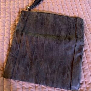 Stylish Dark Grey Leather Clutch